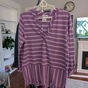 Blair Women's Purple Striped Top NWOT